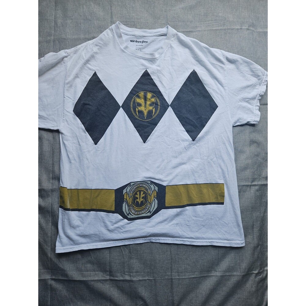 Mighty Morphin Power Rangers Mens XL‎ White Ranger Costume Shirt 2014 Release